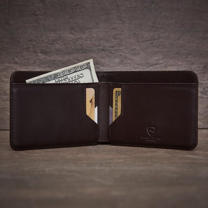 Vaultskin MANHATTAN Slim RFID Blocking Bifold Leather Wallet for Men - Men’s Leather Wallet, Front Pocket Minimalist Card Holder, Holds 9 Cards and Cash, Premium Italian Leather