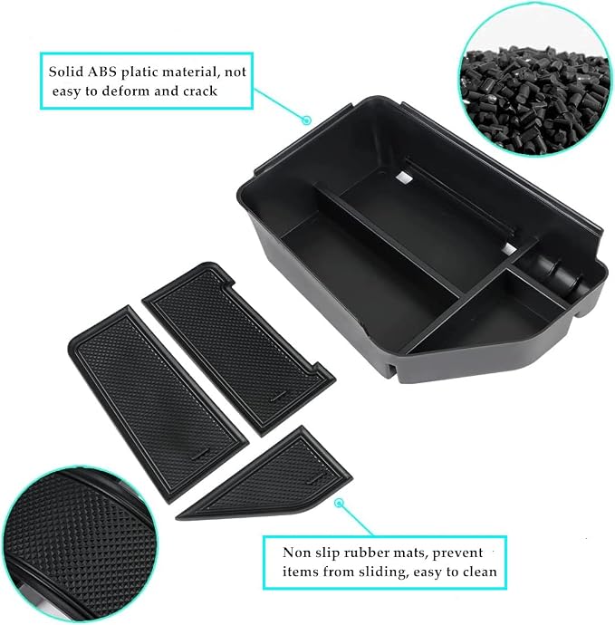 MARCHFA Center Console Organizer Tray Compatible for 2022 2023 2024 2025 2026 Kia EV6 Accessories Armrest Storage Box Tray Organizer Insert (Black)