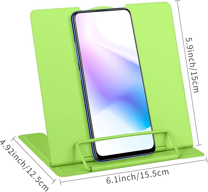 Honagu Small Book Stand Book Holder Metal Desk Stand for Reading Hands Free, Adjustable Cookbook Documents Holder, Portable for Music Books, Textbook, Recipe, Tablet, Ipad, Great Gifts (Green)
