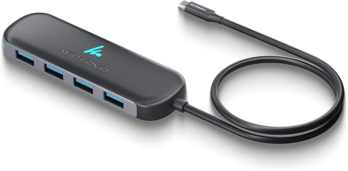 Type C to 4 Port Wozoyo USB 3.2 Hub, 4XUSB 5 Gbps, Data Transfer Upto 5Gbps, Plug & Play, Multiport Type C Hub with 30cm Cable, Compatible with MacBook, Tablet, Smartphones and Type C Enabled Devices