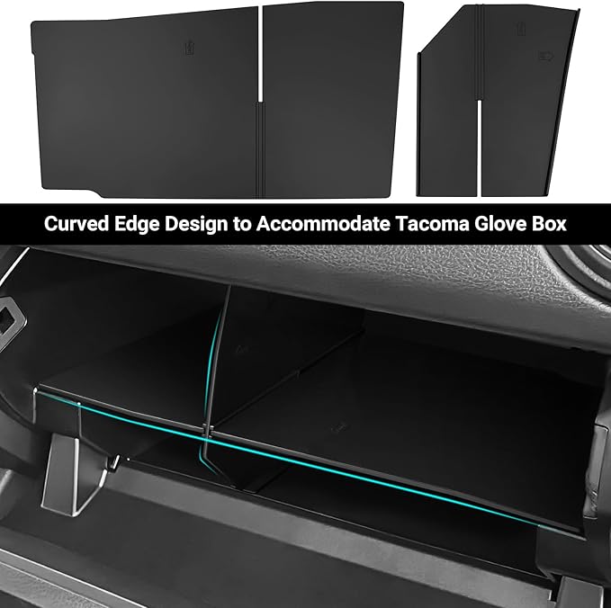 YOJOJOCO Glove Box Dividers Organizer Compatible with Toyota 2016-2020 2021 2022 2023 Tacoma Accessories Black ABS Material Center Console Organizer