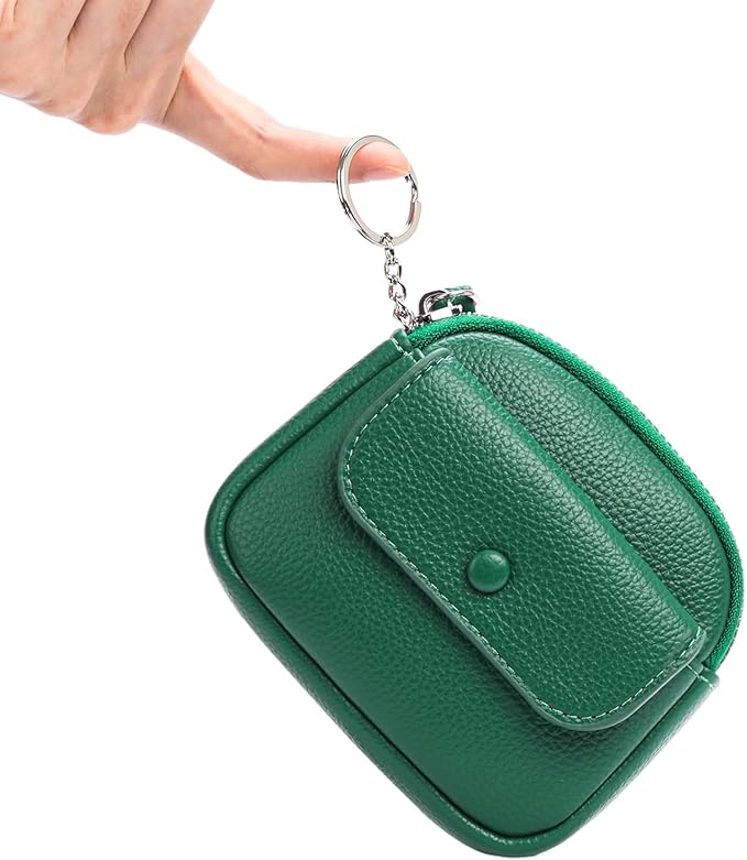 SENDEFN Women's Small Wristlet Coin Pouch Leather Zipper Purse RFID Protection