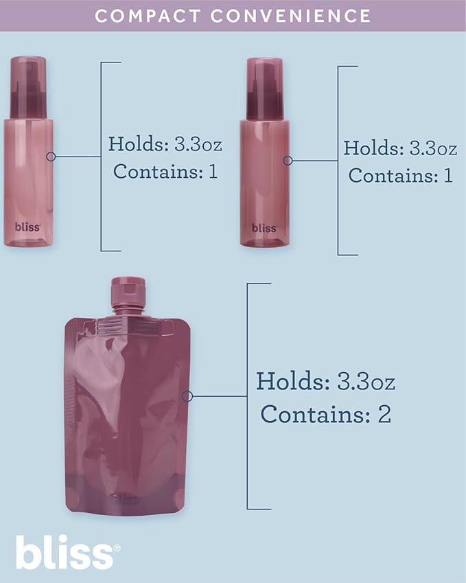 Bliss Travel Bottles Set - 10PC TSA Approved Leak Proof Refillable Travel Size Toiletries Containers for Shampoo Conditioner Lotion & Skincare, Size One Size, Mauve