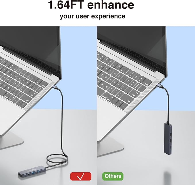 USB C Hub 5-in-1 Docking Station Portable HDMI 4K 30Hz with 100W PD Fast Charging, USB-C & USB-A 10Gbps, Travel-Friendly for Dell HP MacBook Air/Pro, iPad, Surface, Samsung Galaxy