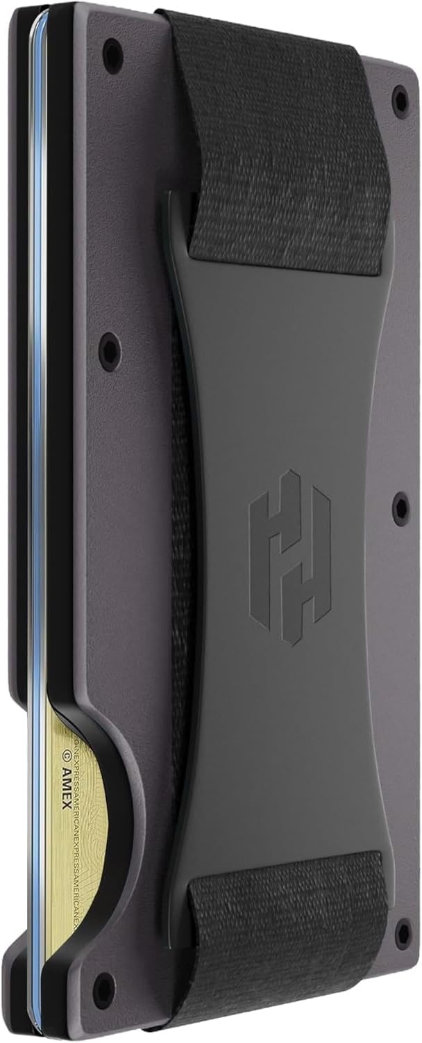 Hayvenhurst Wallet for Men - Slim RFID Blocking Metal Wallet with Cash Strap, Minimalist Front Pocket Credit Card Holder, Small Mens Wallet