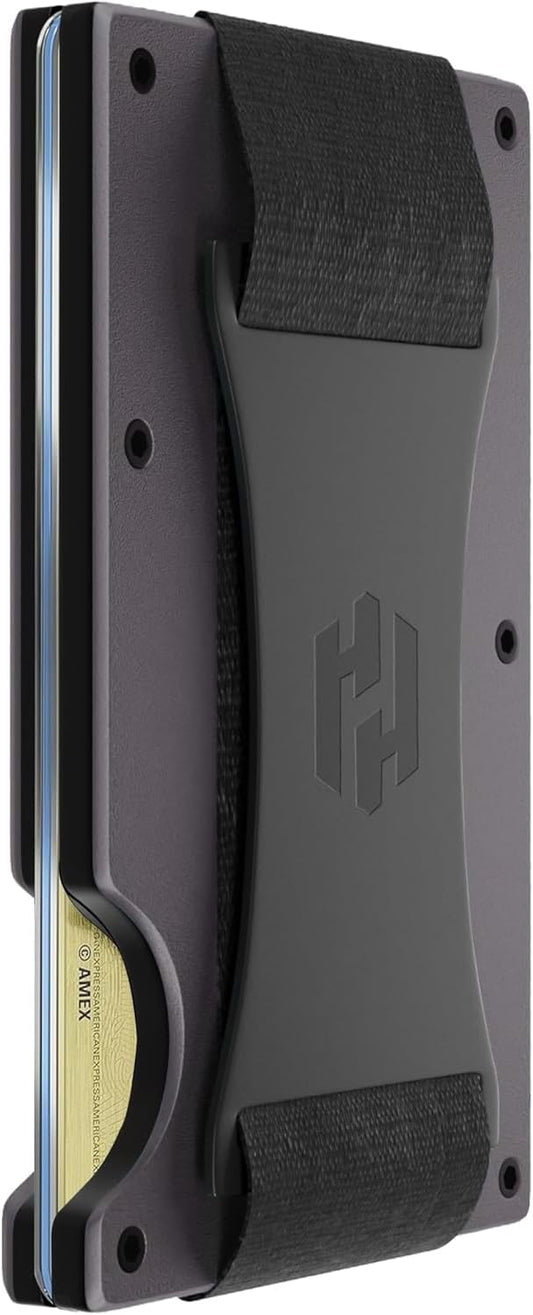 Hayvenhurst Wallet for Men - Slim RFID Blocking Metal Wallet with Cash Strap, Minimalist Front Pocket Credit Card Holder, Small Mens Wallet