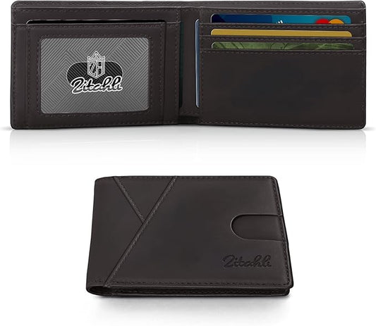 Zitahli Bifold Wallets for Men - Slim RFID Leather Credit Card Holder for 6-11 Cards, Minimalist Thin Wallet with ID Window & Cash Slot,Front Pockt Carteras Para Hombres, Birthday Gifts for Men | Slim, RFID Blocking, Premium, Front Pocket, Gift Box, Le...