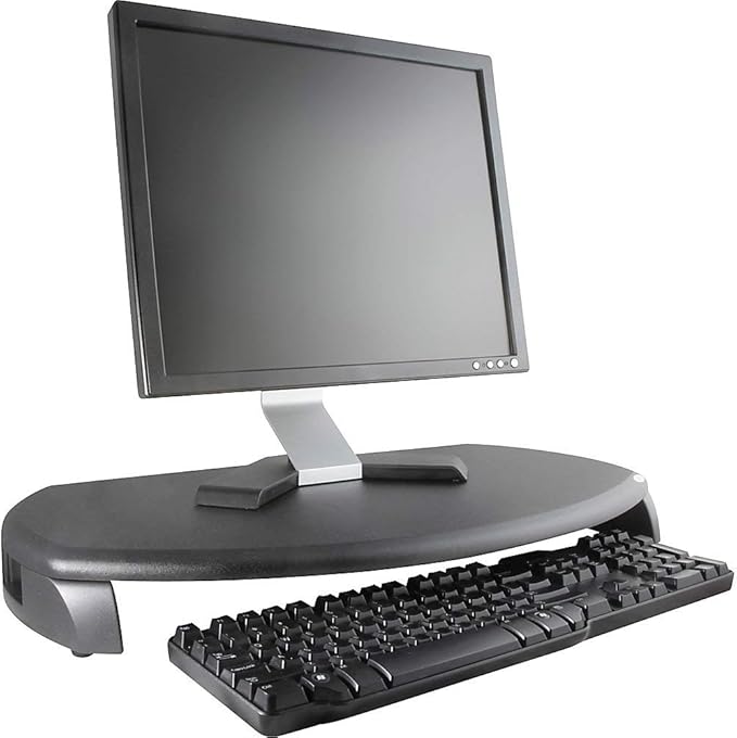 Kantek Crt/LCD Stand with Keyboard Storage, 23" X 13.25" X 3", Black, Supports 80 Lbs
