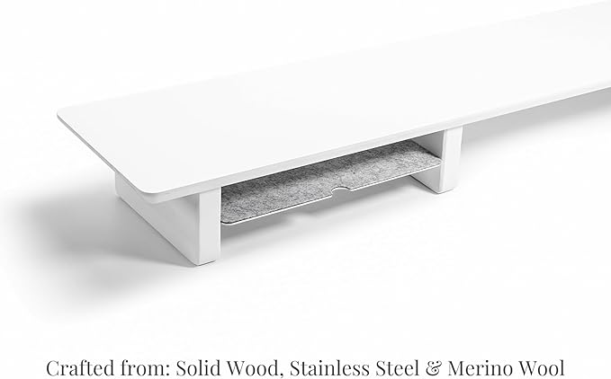 Raico Desk Cockpit Shelf Monitor Stand System Dual Screen Setup Wood Large Desk Accessory Organizer Unit (Matte White, Full Length v2 | 45.7 Inches)