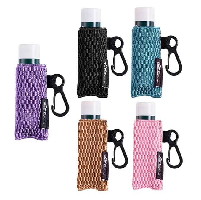 WK IEASON Lip Balm Holder Keychain 5pcs Black Clip on Chapstick Lipstick Keychain Sleeves Holder Pouch Tight-Knit Elastic Lip balm Holder