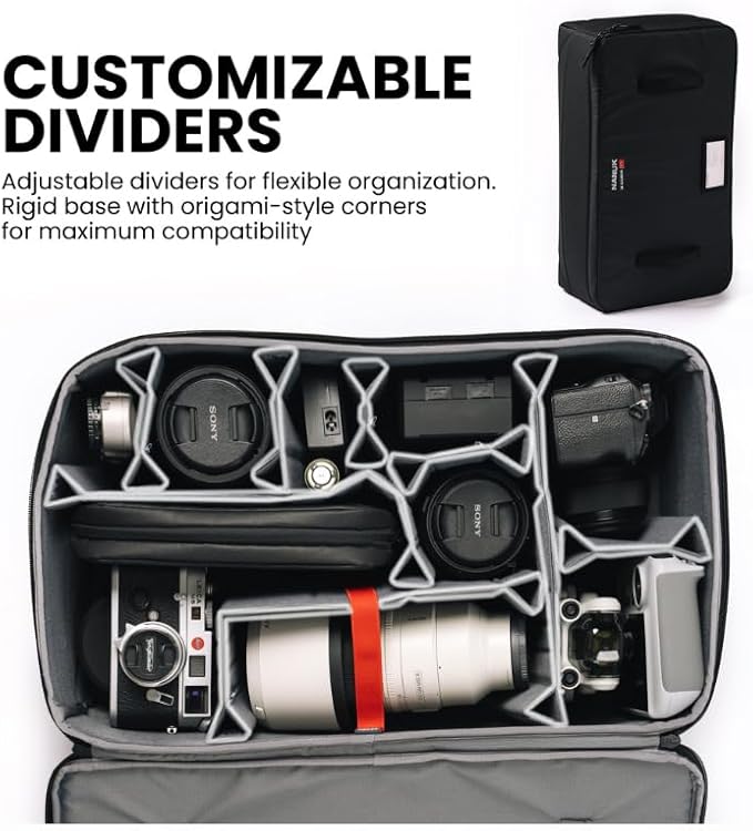 NANUK N-Cubik 17L Camera Bag Insert – Large Water-Resistant Cube – Shockproof Protective Camera Insert for Backpack – Perfect for Tech Gear & Accessories (11.4” x 13.3” x 6.6”)