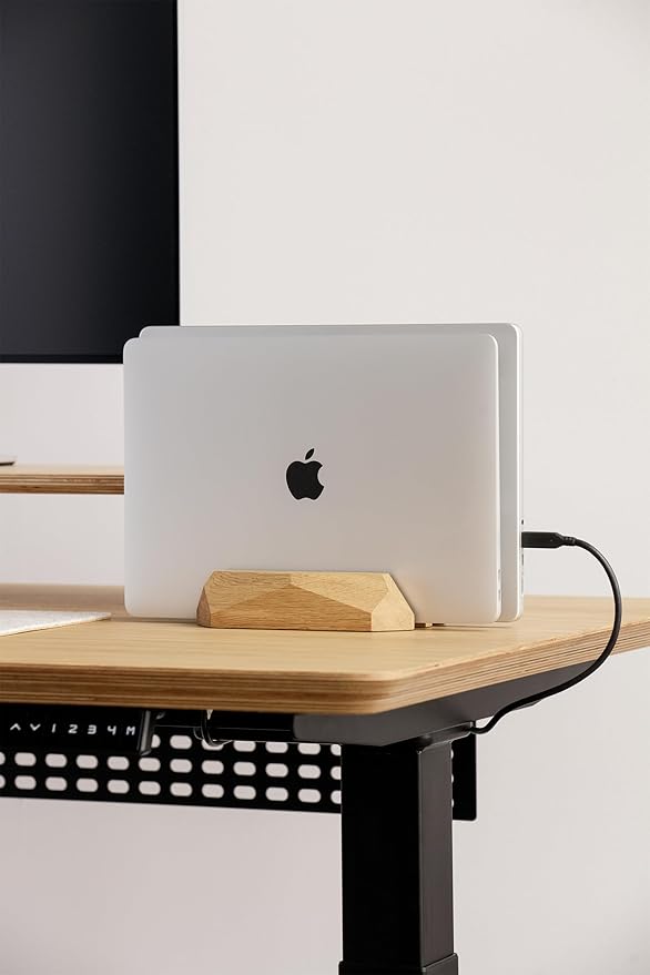 Oakywood Dual Laptop Dock, Vertical Laptop Stand Wood, Laptop Stand for Desk, Desk Organizer, Vertical Laptop Holder, Compatible with All MacBook Pro Air iPad, for 2 Device ??7,1x4,5x1,6?? Oak