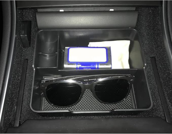JOJOMARK Compatible with Tesla Model 3/Y Accessories Center Console Organizer Tray Fits for Tesla Model 3 2017 2018 2019 2020 /Model Y 2020 （The cover closed Rotary version）