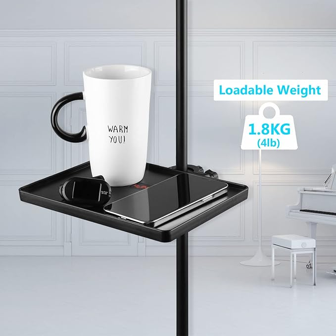 Mr.Power Microphone Stand Plastic Tray, Mic Stand Clamp-On Rack Tray Holder Suitable for Most Mic Stands, for Stage, Live Streaming, Recording, Concert Performance, Karaoke (8.7" x 6.5")