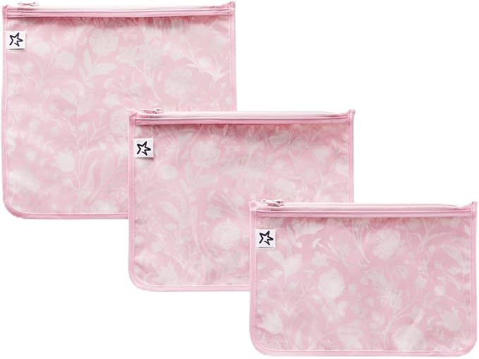 Tiny Twinkle Diaper Bag Organizing Pouches|3 Pack Mess-Proof Clear Front Travel Organizer Bags&TSA Approved Toiletry Bag Set for Baby and Mom Essentials