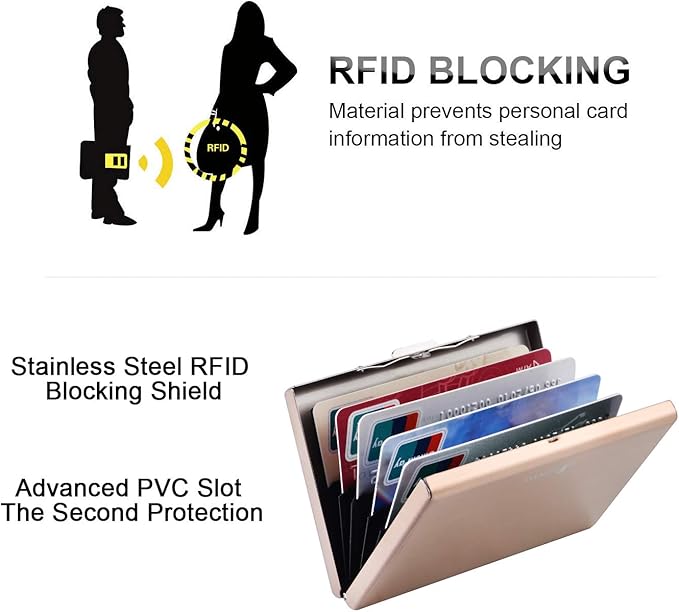 BONSYL® Credit Card Holder, RFID Blocking Slim Metal Credit Card Wallet, with Card Slots, for Women and Men. | RFID Blocking, Slim, 6 Card Slots