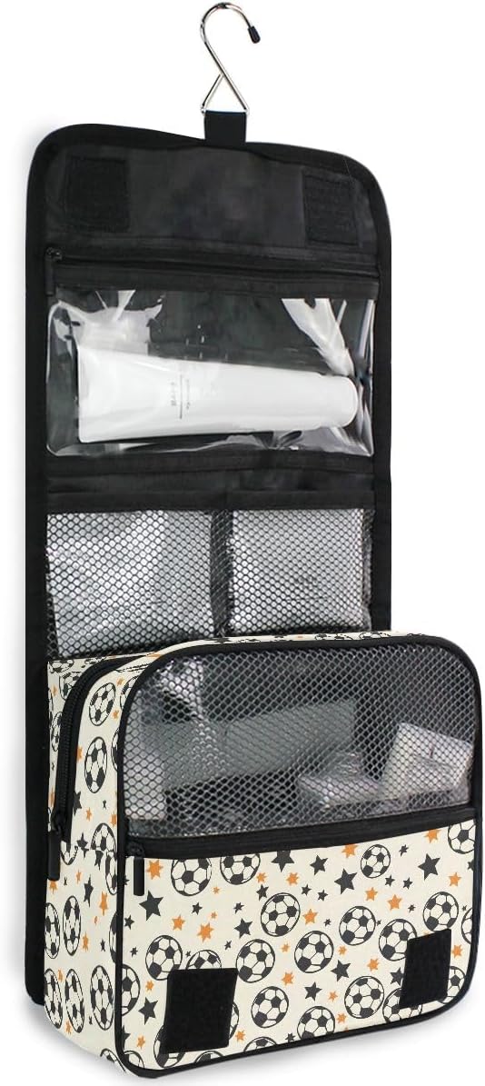 Hanging Travel Toiletry Bag Kit Boys Makeup Case Cosmetics Organizer for Men Women (Many Ball and Star)
