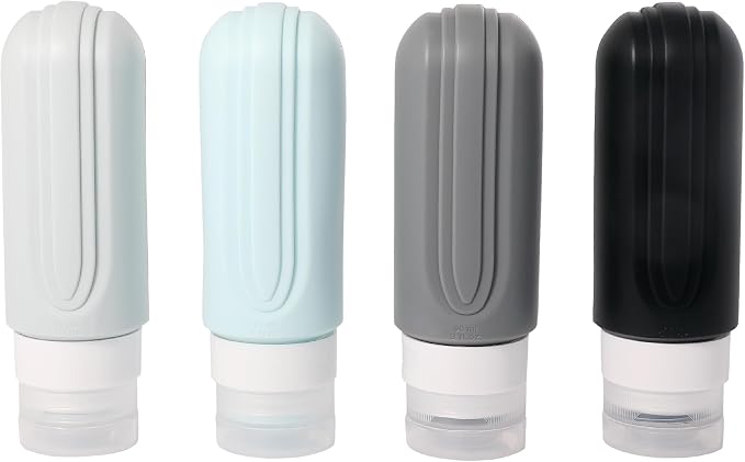Members Only 4-Piece Leakproof Silicone Travel Bottles, Travel Size Containers Toiletry Bottles, Traveling Essentials