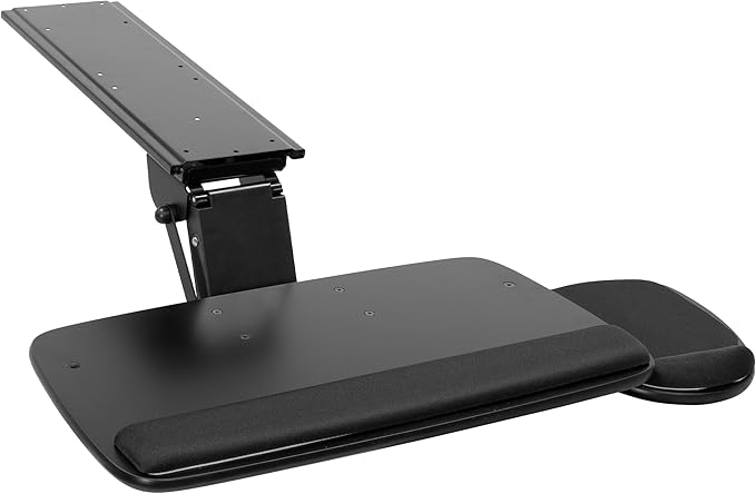 Mount-It! Under Desk Keyboard Tray, Adjustable Slide-Out Keyboard & Mouse Platform, 20.5" W × 11" D, Ergonomic Wrist Rest, Tilt & Swivel, Heavy-Duty Bolt-On Keyboard Drawer for Home Office, Black