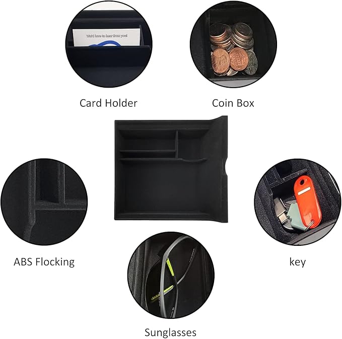 JOJOMARK Center Console Organizer Tray fits for Tesla Model 3/Y Accessories 2020 2021 2022 2023（Fit Tesla Model 3/Y cover close by sliding）