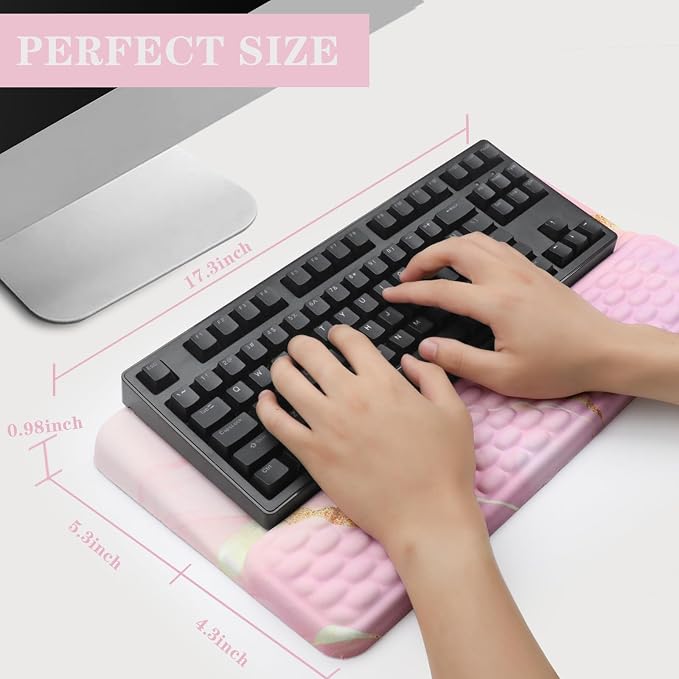 Ergonomic Keyboard Stand with Wrist Rest, Computer Wrist Support Pad, Tilted Keyboard Riser Holder Lift Tray with Wrist Pad, Easy Typing, Comfy Soft Memory Foam Desk Cushion for Office