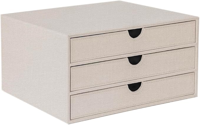 UnionBasic Document Organizer, 3-Drawer File Cabinet Document Storage Box, Office Desktop Filing Organizer, Beige
