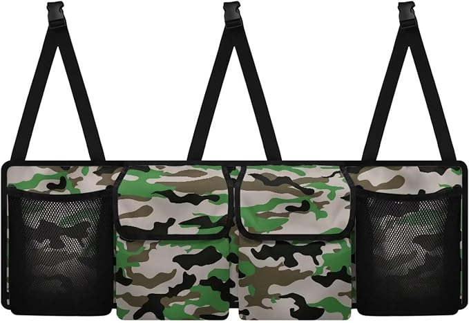 Camouflage Back Seat Trunk Organizer,Space Saving Car Trunk Storage Organizer with Lid Keep your Trunk Clean and Tidy 4 Large Pockets Car Organizer for Kids,Travel
