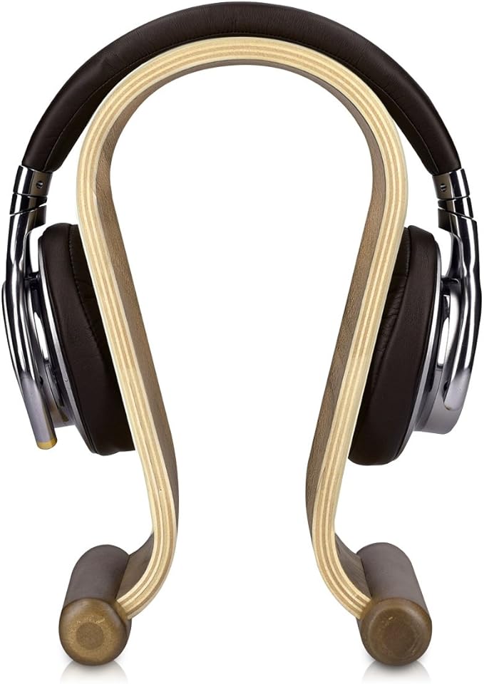 kalibri Wooden Omega Headphone Stand - Universal Headset Wood Hanger - Holder for Gaming Headsets DJ Studio Headphones & Earphone Display - Walnut