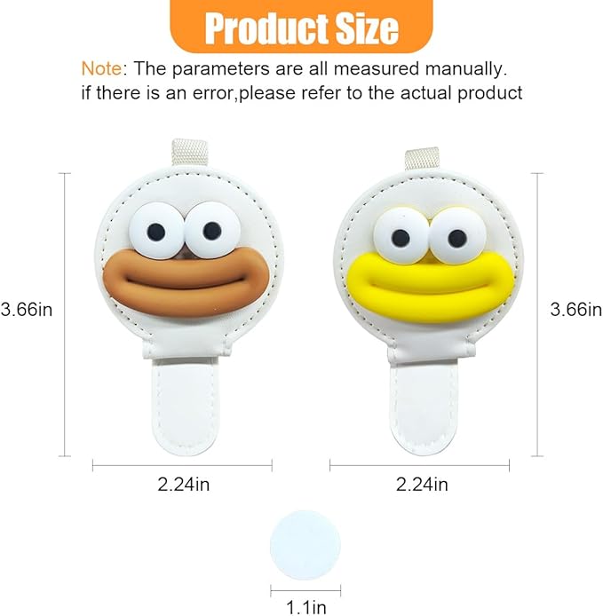 2PCS Sunglasses Holder for Car Visor, Magnetic Leather Ticket Card Clip, Sausage Mouth Sunglass Mount for Different Size Eyeglass, Cartoon Car Visor Decoration Accessory (Brown/Yellow/White)