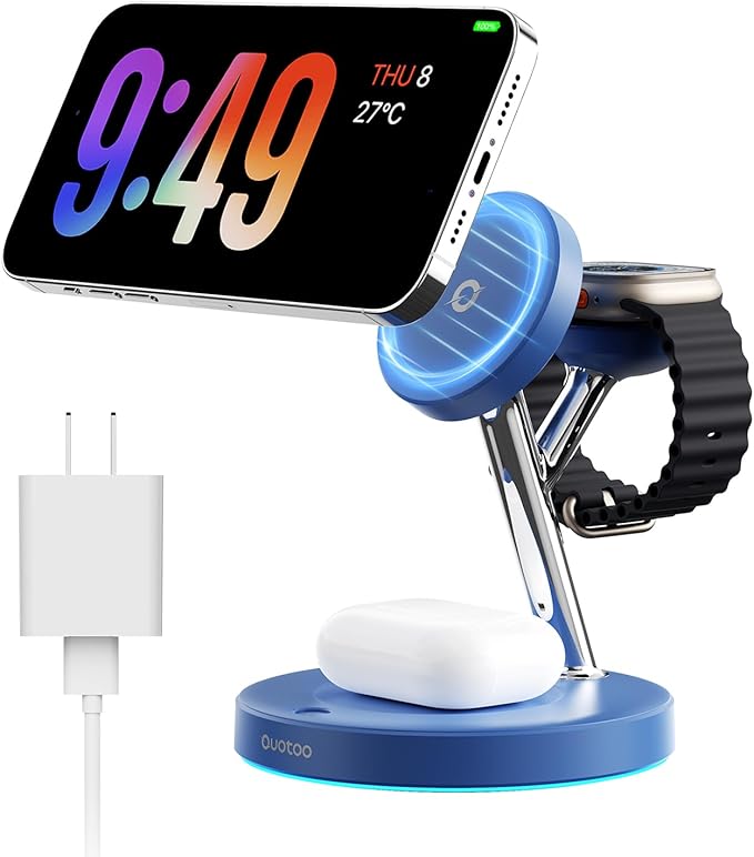 New 3 in 1 Charging Station for Apple Compatible with Magsafe Charger Stand for iPhone 17 16 15 14 13 12 Wireless Charging Station for AirPods Wireless Charger for iWatch Series