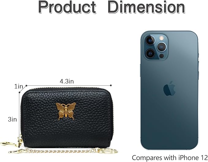 imeetu RFID Credit Card Holder for Women Genuine Leather Card Case Wallet with Zipper and Removable Keychain (Taupe Grey)