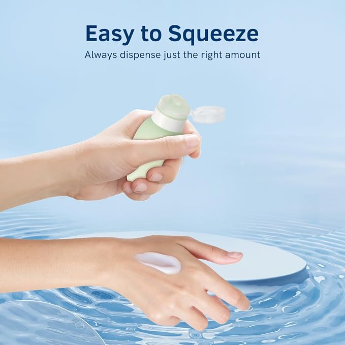 WINWIN Silicone Travel Bottles Set (4-Pack) - Leak Proof Squeeze Tubes with Hanging Toiletry Bag, Refillable Containers for Shampoo, Lotion & Soap