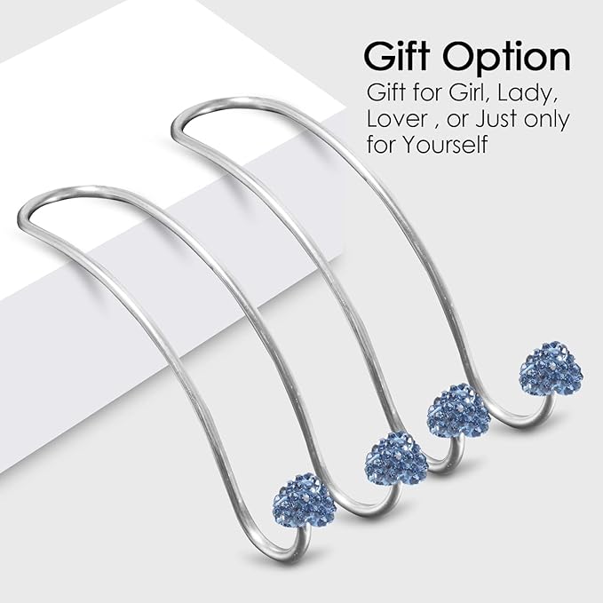 Guoord 2024 Upgraded Car Headrest Hooks Decorations, 2 Pcs Bling Heart-Shaped Purse Hangers, Auto Hooks and Durable Backseat Holder, Universal Storage for SUV Truck Vehicle (Blue)