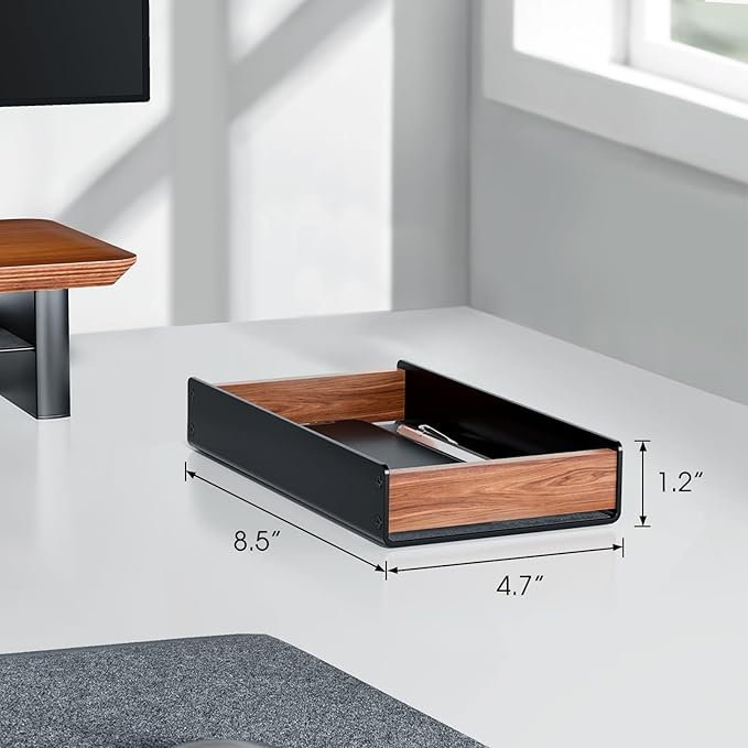 UPERGO Walnut Headphone Stand for Desk, Desk Tray Organizer, Nightstand Organizer