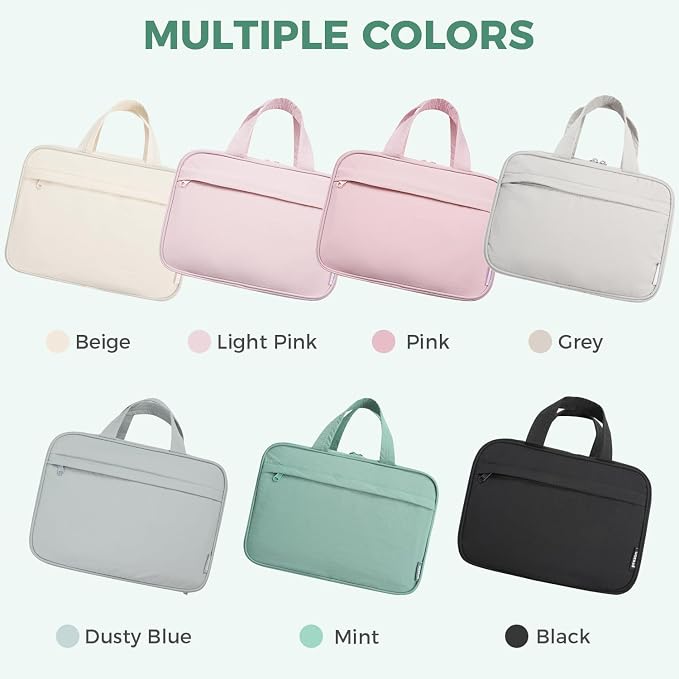Toiletry Bag for Women, Portable Hanging Organizer, 4 Leakproof Compartments for Full-Sized Conditioners, Brush Sets, Makeup Accessories, Visible and Easy to Access, L, mint