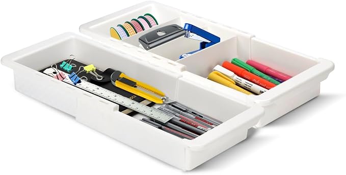 YOOUSOO Expandable Drawer Organizer, 2 PCS Adjustable Drawer Organizer Trays, Drawer Dividers Organizers and Storage For Office Supplies, Pens, Makeup,Utensils, Tools, Flatware and Junks, White