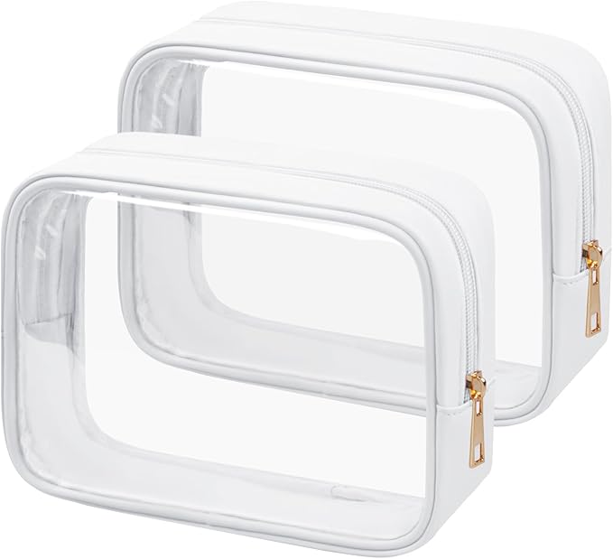 TSA Toiletry Bag Clear Makeup Bag Travel Essentials Cosmetic Bag for Men and Women White 2Pcs