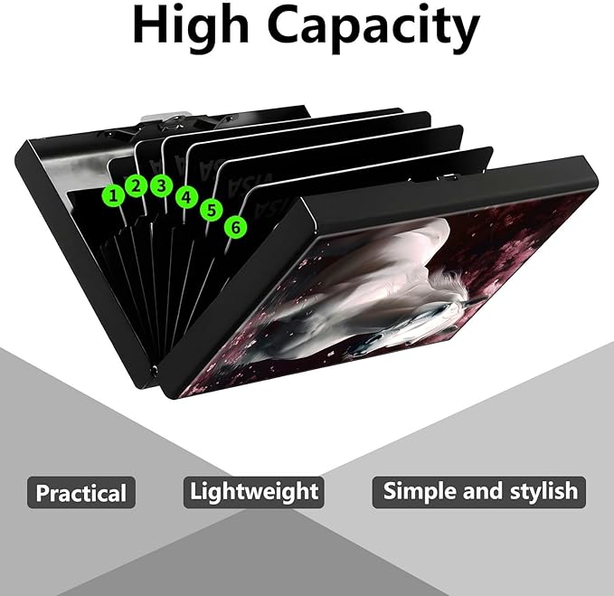 Credit Card Holder, Horse Design Mini RFID Blocking Aluminum Wallet Slim Metal Hard Case Shell Travel Wallet ID Case Small Credit Cards Case Business Cards for Women Men Girls