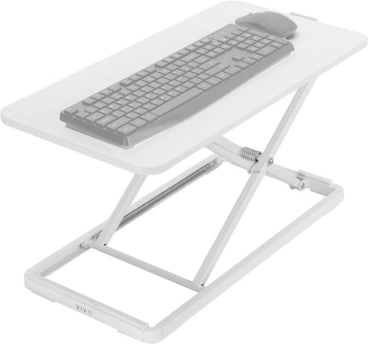 VIVO Single Top 24 inch Scissors Lift Keyboard and Mouse Riser, Height Adjustable Laptop Desk, For Ergonomic Sit Stand Workstations, White, DESK-V024AW