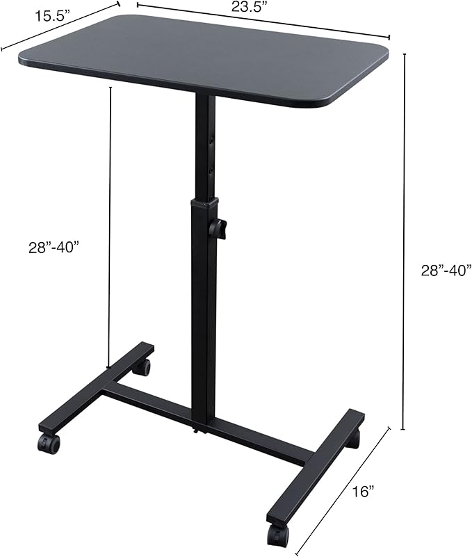 Stand Up Desk Store Height Adjustable Single Column Rolling Standing Desk Laptop Stand - Black
