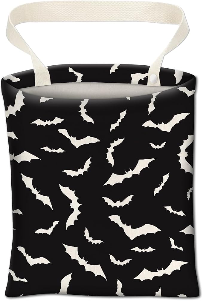 Car Trash Can, Cute Car Trash Bag, Hanging Car Organizer and Storage Bag, Trash Bin for Car Accessories, Vehicle, Travelling, Camping Halloween Bats Pattern