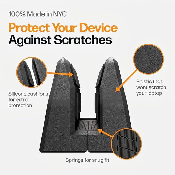 Vertical Laptop Stand for Desk ??Spring-Powered Auto Adjust Laptop Holder Vertical ??Closed Laptop Stand for MacBook Pro Air ??Vertical Laptop Dock & MacBook Holder
