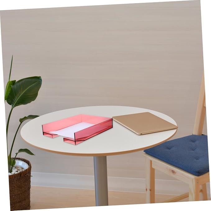 Stackable Paper Organizer Box in Wine Red Transparent Multifunctional Document Storage Case for Office Home School Desktop File Holder Practical File Box for Magazines and