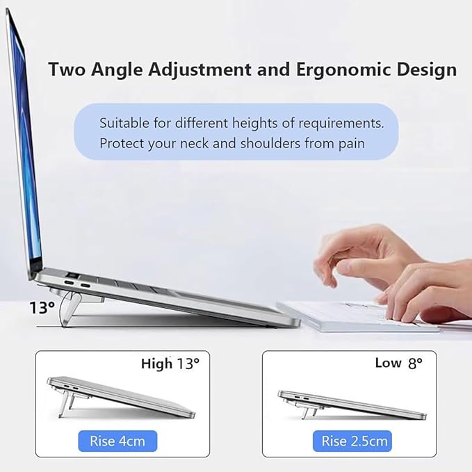 Portable Invisible Laptop Stand for Asus VivoBook EeeBook Zenbook ExpertBook Transformer Book ASUSPRO Laptop，Aluminum Alloy Mini Foldable Self-Adhesive Laptop Stand with 2 Adjustable Angles for Desk