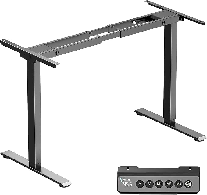 Dual Motor Standing Desk Frame, Height Adjustable Electric Desk Frame (27.5"??6.5"), 160 lbs Capacity, Quiet Sit Stand Desk with Memory Controller, Home Office Desk Frame Black
