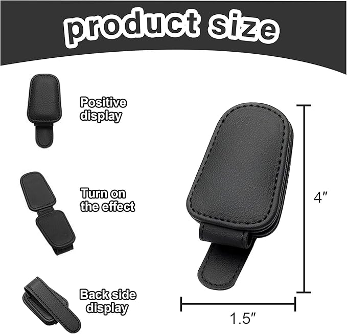 AALFA Sunglasses Holders Universal Fit Leather Clips for Easy Access Magnetic Flap Elastic Cloth Premium Auto Accessories