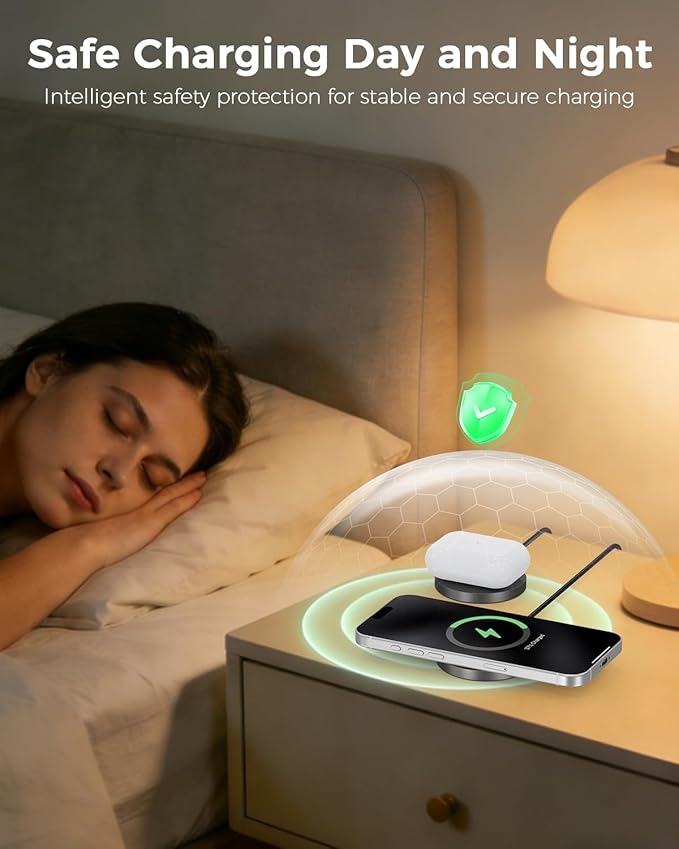 25W Magnetic Wireless Charger, Qi2.2 Fast Wireless Charging Pads with Kickstand,MagSafe Charger for iPhone 17/16/15/14/13/12 Series & AirPods 4/3/2/Pro, Samsung S26 S25 Series, Google Pixel 10