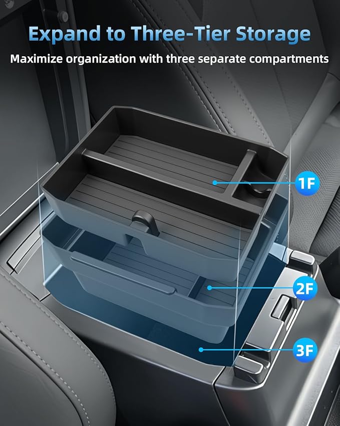 Double-Layer Center Console Organizer for 2026 Subaru Outback(Premium, Limited, Touring, Wilderness, Limited XT, Touring XT), Armrest Storage Box Insert Tray, Outback Interior Accessories