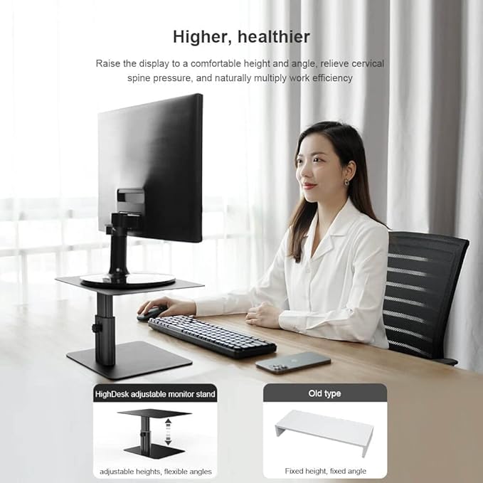 Nillkin HighDesk Adjustable Monitor Stand Riser Metal Computer Desktop Holder Support for PC Laptop - Silver