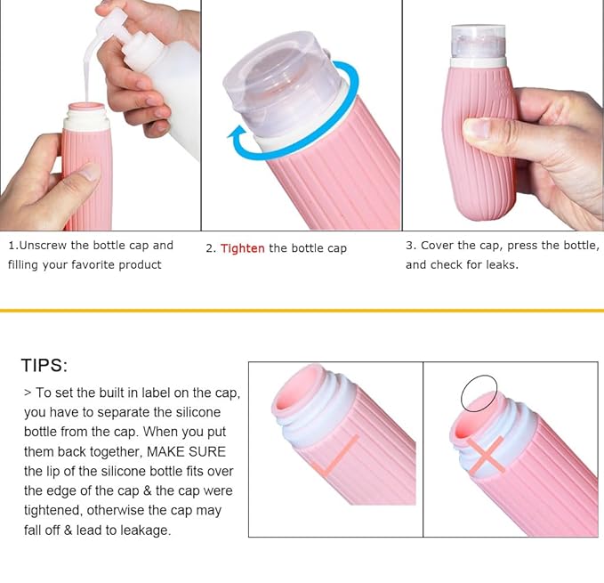 Refillable Bottles Leak Proof Camping Travel Containers with Shower Lanyard,3oz TSA Approved Squeezable Silicone Travel Tube Set for Gym Shampoo Lotion Soap